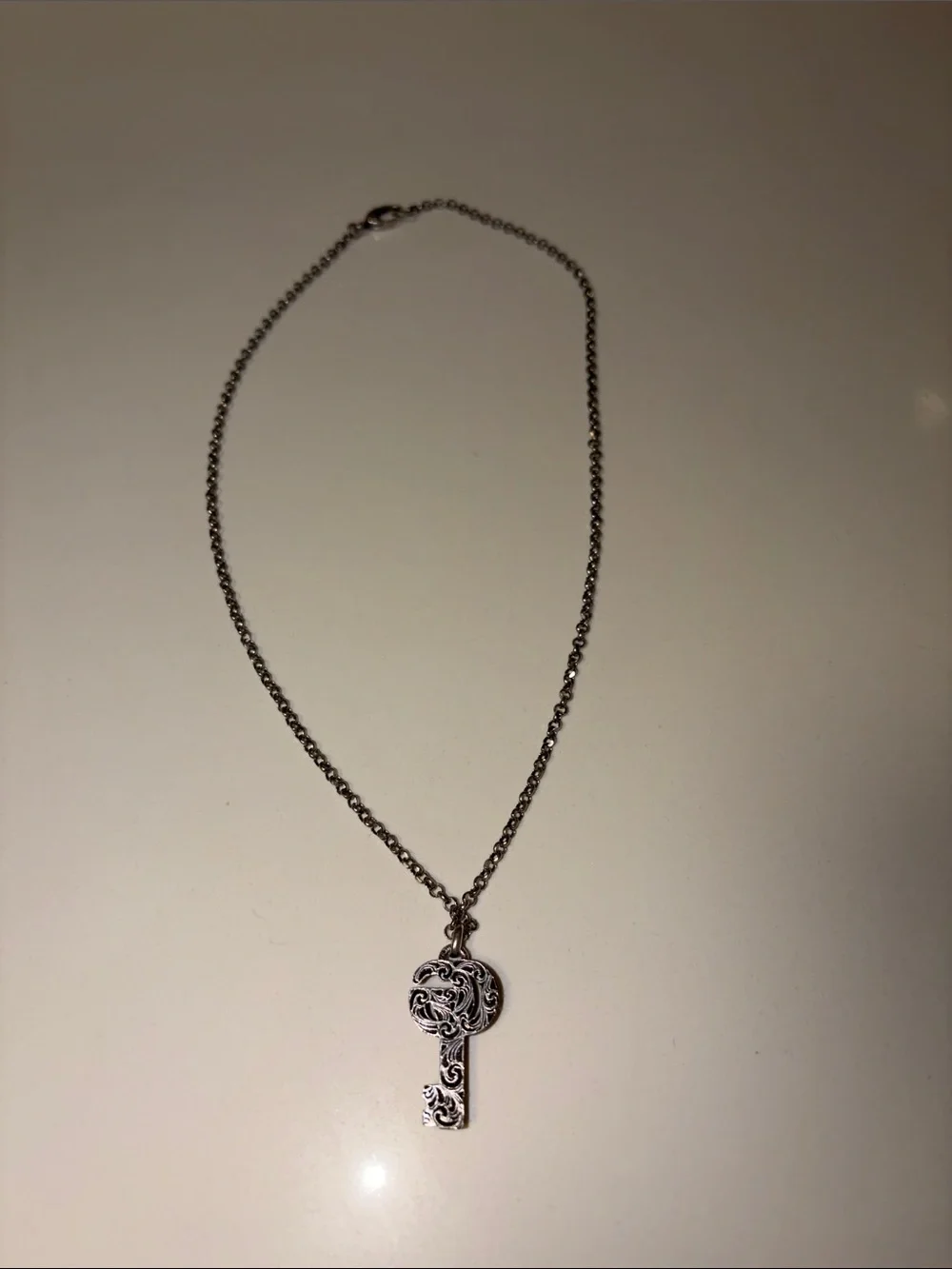 Gucci Silver Tone Key Pendant Necklace